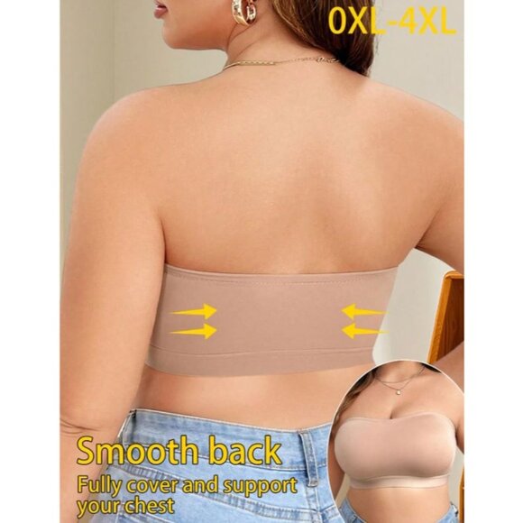 Shein Plus Size Solid Color Bandeau Simple Wireless Bra in Apricot - Size 1XL - Picture 5 of 6